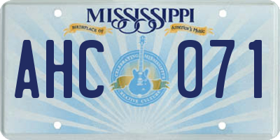 MS license plate AHC071