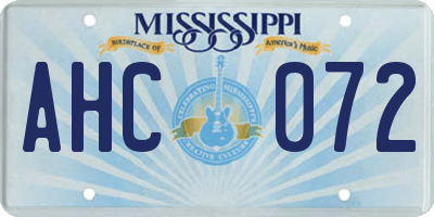 MS license plate AHC072