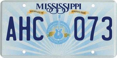 MS license plate AHC073