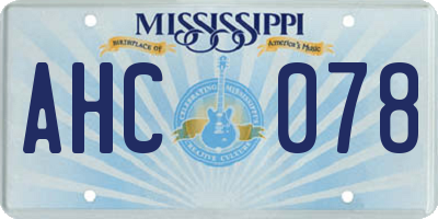 MS license plate AHC078