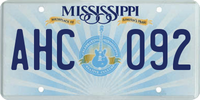 MS license plate AHC092