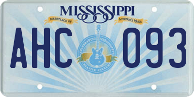 MS license plate AHC093