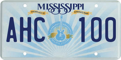 MS license plate AHC100