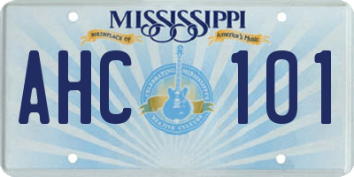 MS license plate AHC101