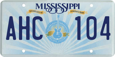 MS license plate AHC104