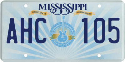 MS license plate AHC105