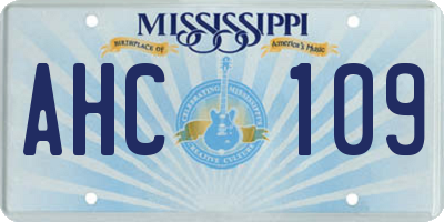 MS license plate AHC109