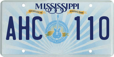 MS license plate AHC110