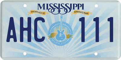 MS license plate AHC111