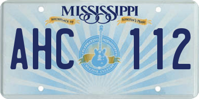 MS license plate AHC112