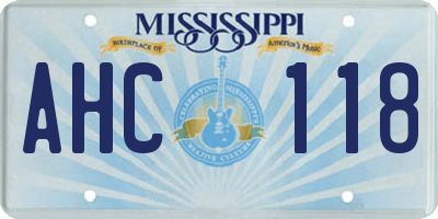 MS license plate AHC118