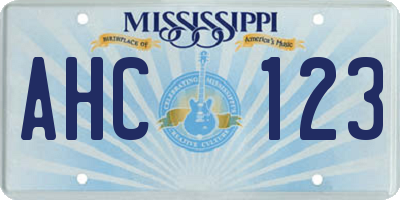 MS license plate AHC123