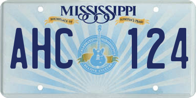MS license plate AHC124
