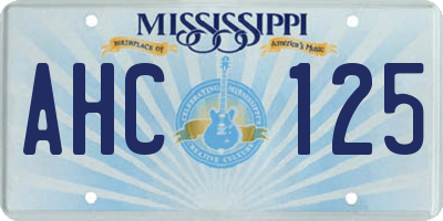 MS license plate AHC125