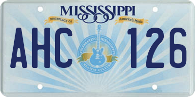 MS license plate AHC126