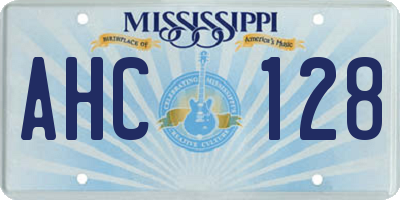MS license plate AHC128