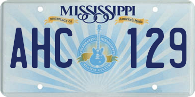 MS license plate AHC129