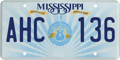MS license plate AHC136