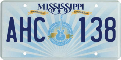 MS license plate AHC138