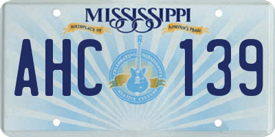 MS license plate AHC139