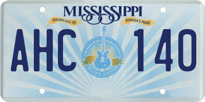 MS license plate AHC140