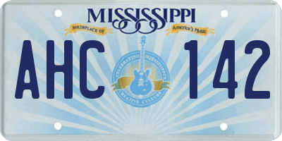 MS license plate AHC142