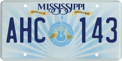 MS license plate AHC143