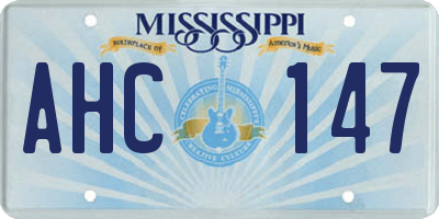 MS license plate AHC147