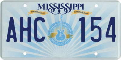 MS license plate AHC154
