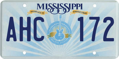 MS license plate AHC172