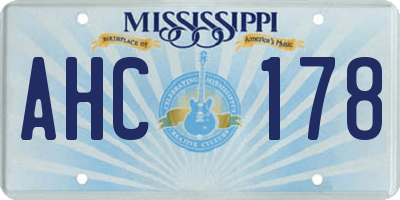 MS license plate AHC178