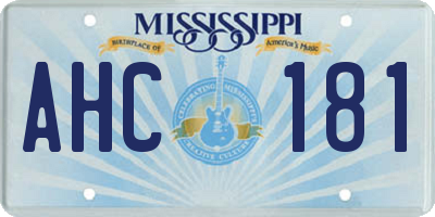 MS license plate AHC181