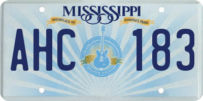 MS license plate AHC183