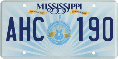 MS license plate AHC190
