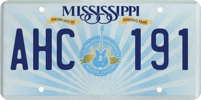 MS license plate AHC191