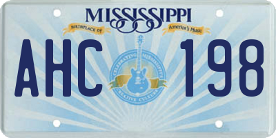 MS license plate AHC198