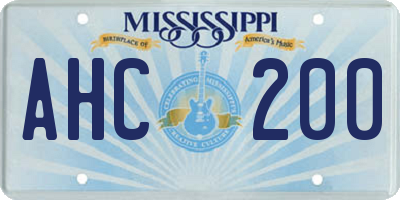 MS license plate AHC200