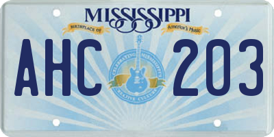 MS license plate AHC203