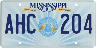 MS license plate AHC204