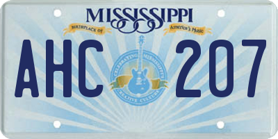 MS license plate AHC207