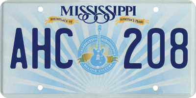 MS license plate AHC208