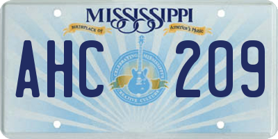 MS license plate AHC209