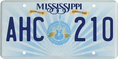MS license plate AHC210