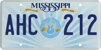 MS license plate AHC212
