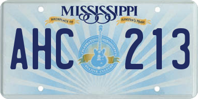 MS license plate AHC213
