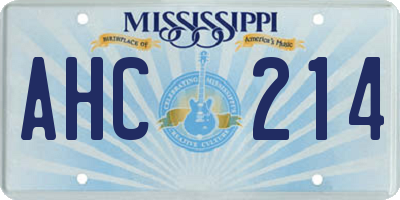 MS license plate AHC214