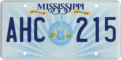 MS license plate AHC215