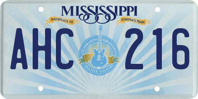 MS license plate AHC216