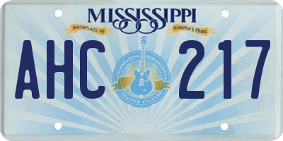 MS license plate AHC217