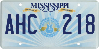 MS license plate AHC218
